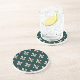 Posavasos Patrón Fleur de Lis, crema francesa real sobre ver