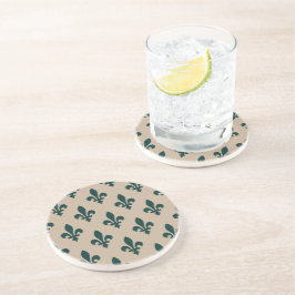 Posavasos Patrón Fleur de Lis, verde francés real en crema