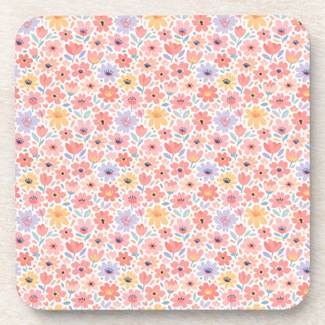 Posavasos Patrón floral abstracto moderno (Frente)