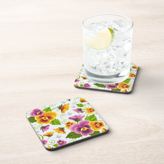 Posavasos Patrón floral amarillo y rosa (Lado Derecho)