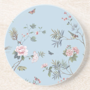 Posavasos Patrón floral anticuado azul