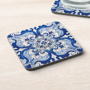 Posavasos Patrón floral antiguo de Azulejo en mosaico