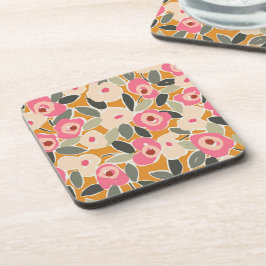 Posavasos Patrón floral atrevido y a mano con trazos de tint