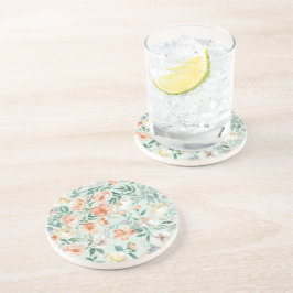 Posavasos Patrón floral azul de acuarela de pradera de flore