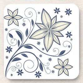 Posavasos Patrón floral azul de la Marina Elegante |