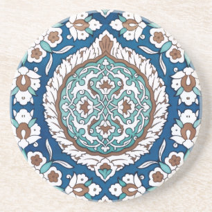 Posavasos Patrón floral azul turquesa y azul marroquí vintag