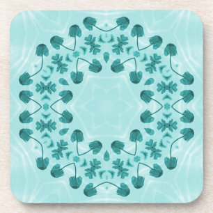 Posavasos Patrón floral, azul Verde azulado