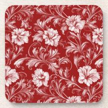 Patrón floral barroco monocromático, blanco sobre 