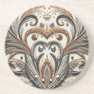 Posavasos Patrón floral brillante con piedra gemela