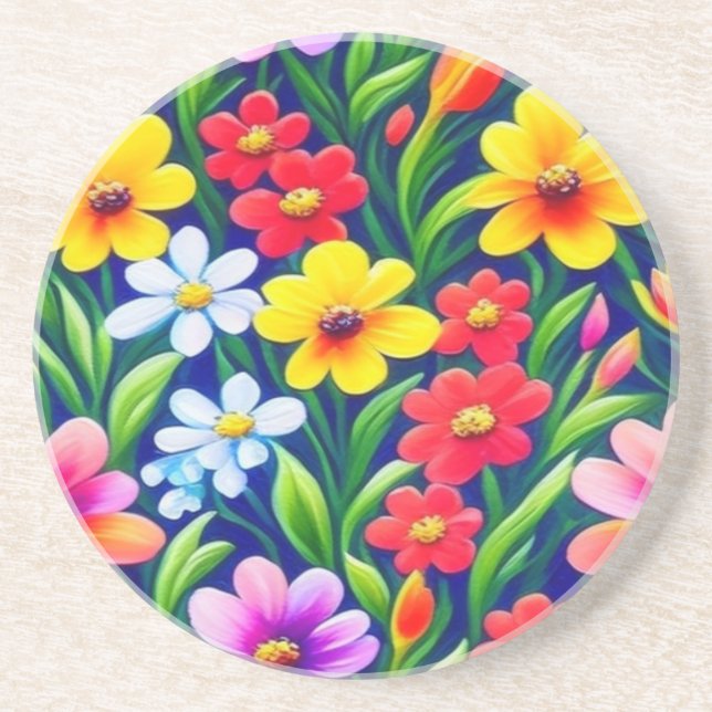 Posavasos Patrón floral colorido (Frente)