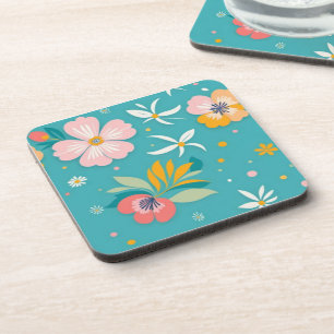 Posavasos Patrón floral con colores pastel