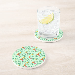 Posavasos Patrón floral con flores subió de color