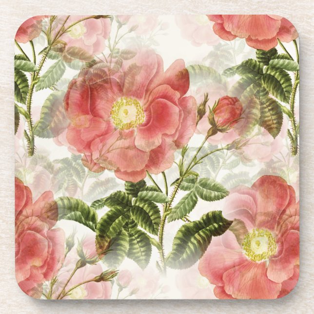 Posavasos Patrón floral de camellia rosa (Frente)