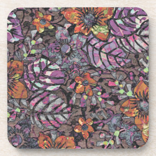 Posavasos Patrón floral de colores pastel arte digital román