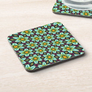 Posavasos Patrón floral de estrellas verdes