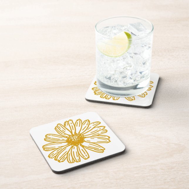 Posavasos Patrón floral de margarita dorada (Lado Derecho)