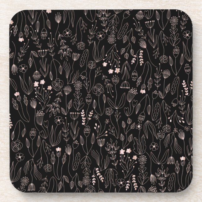 Posavasos Patrón floral de oro rosa (Frente)