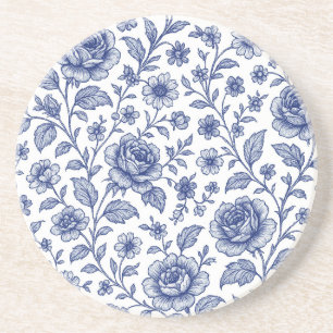 Posavasos Patrón floral de Rosas azules reales