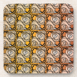 Posavasos Patrón floral de Rosas negros y dorados de época