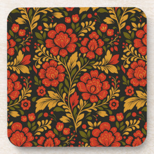 Posavasos patrón floral decorativo nacional eslavo