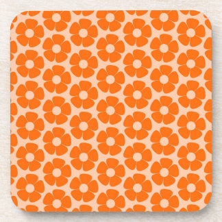 Posavasos Patrón floral del naranja y el retro de la pradera