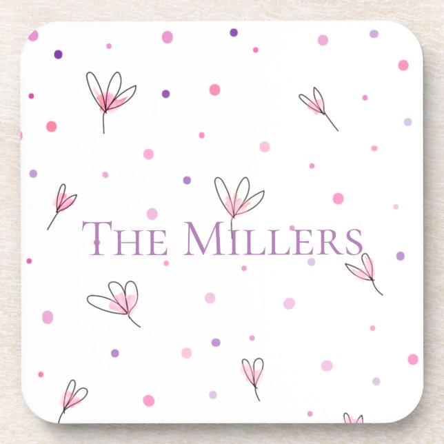 Posavasos Patrón floral dibujado simple (Frente)