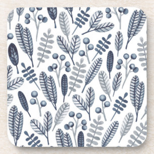 Posavasos Patrón floral escandinavo blanco moderno