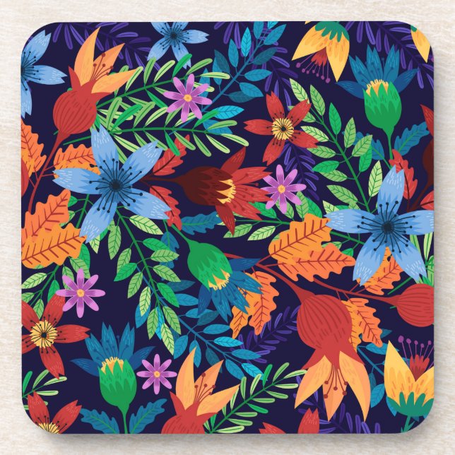 Posavasos Patrón floral exótico colorido-32436 (Frente)