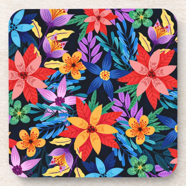 Posavasos Patrón floral exótico colorido-68578 (Frente)