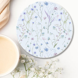 Posavasos Patrón Floral Flor Silvestre Bonita Morada Azul