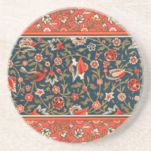 Posavasos Patrón floral indo-persa bohemio vintage rojo