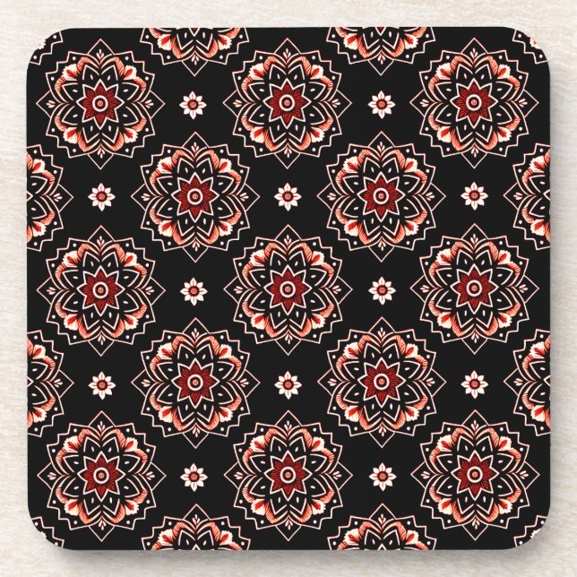 Posavasos Patrón Floral Mandala Boho - Conjunto de 6 (Frente)