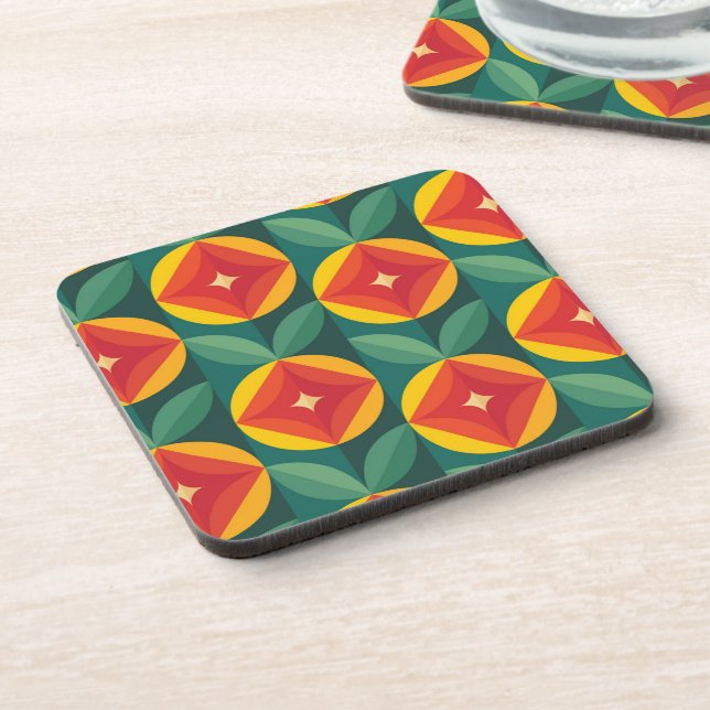Posavasos Patrón floral Naranja moderno de mediados del sigl (Lado Izquierdo)