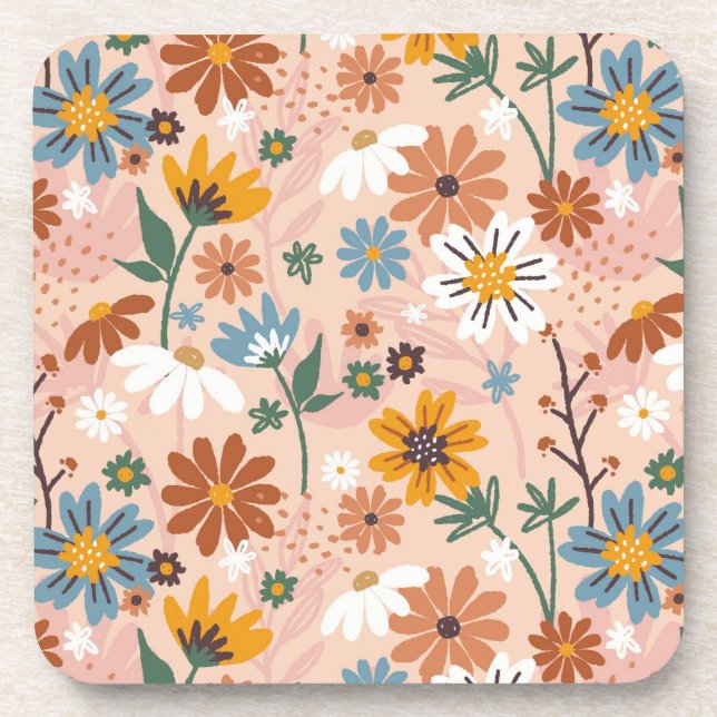 Posavasos Patrón floral pintado a mano-23136 (Frente)