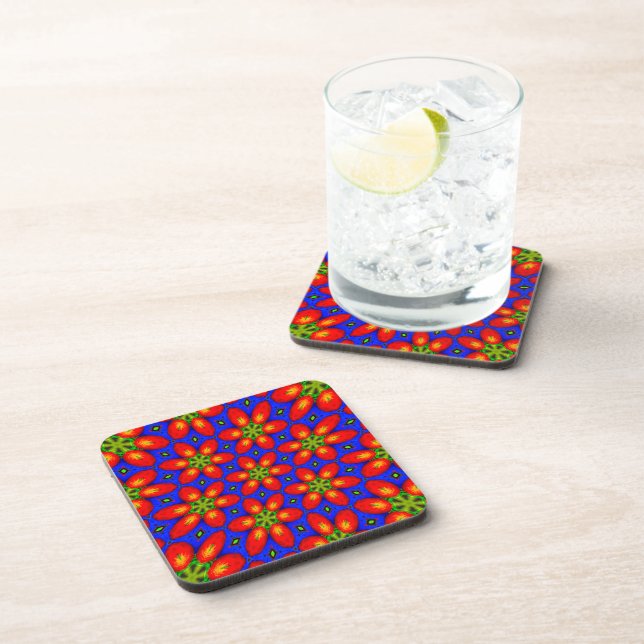 Posavasos Patrón floral rojo curado (Lado Derecho)