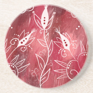 Posavasos Patrón floral rojo y blanco