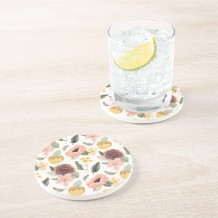 Posavasos Patrón floral sin fisuras en acuarela pastel Sua