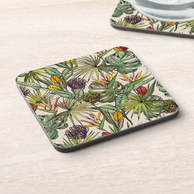 Posavasos Patrón floral tropical (Lado Izquierdo)