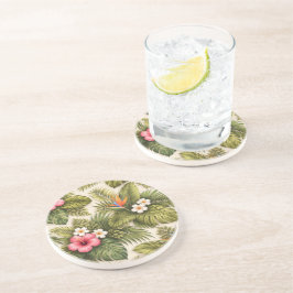 Posavasos Patrón floral tropical – Hibisco, Monstera 