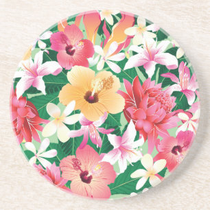 Posavasos Patrón floral tropical Hibiscus