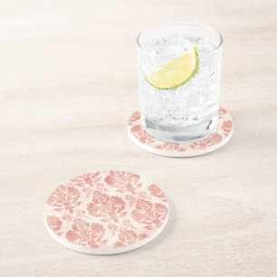 Posavasos Patrón Floral Vintage Acuarela Damask Rosa
