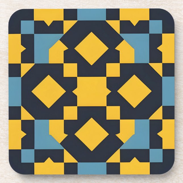 Posavasos Patrón geométrico abstracto con colores vibrantes (Frente)