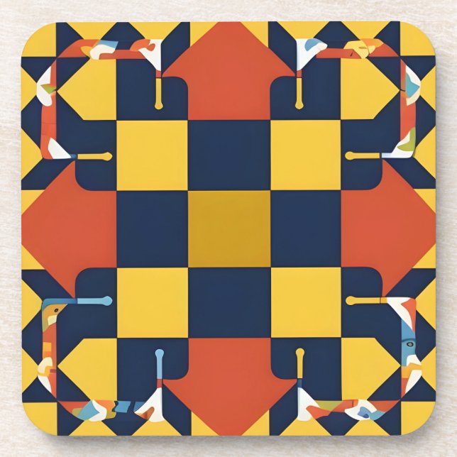 Posavasos Patrón geométrico abstracto con flechas (Frente)