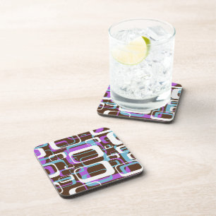 Posavasos Patrón geométrico abstracto retro de los 60 balanc