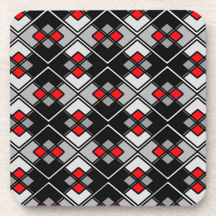 Posavasos Patrón geométrico abstracto - rojo, negro y gris.