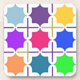 Posavasos Patrón geométrico abstracto vívido en colores inte