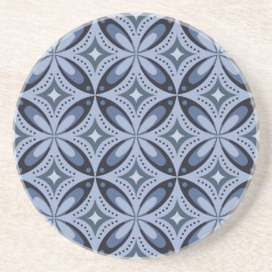 Posavasos Patrón geométrico azul estilo retro