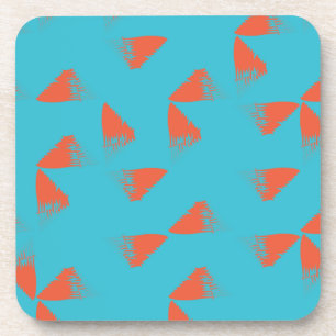 Posavasos Patrón geométrico azul, naranja, vibrante y a la m