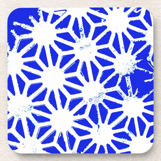 Posavasos Patrón geométrico azul real (Frente)