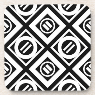 Posavasos Patrón geométrico blanco igual de Rótulo en negro